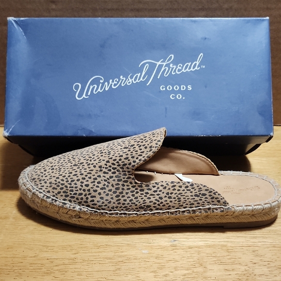 Universal Thread Shoes - Universal Thread Brown and Black Leopard-Print Espadrille Mule